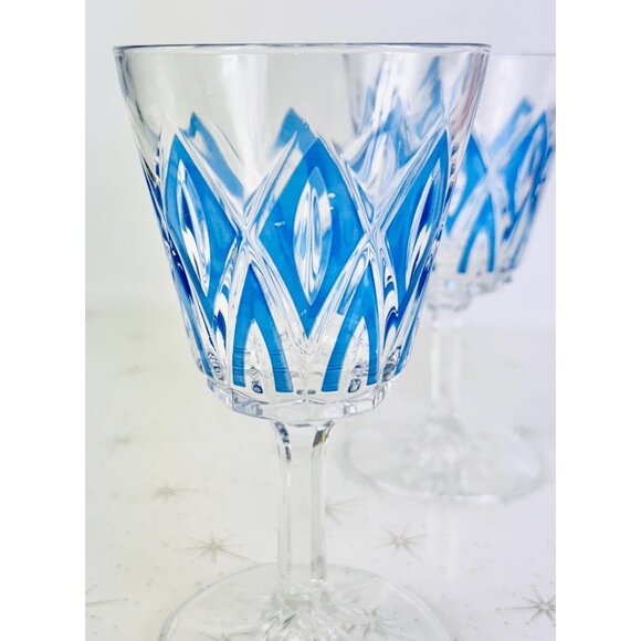 Vintage 1950s wine glasses, VCM Reims French cups, Harlequin pattern, set of 4 - Picture 7 of 9